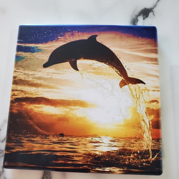 Jumping Dolphins 2 Pack Sandstone Coasters - Picture 3 of 8